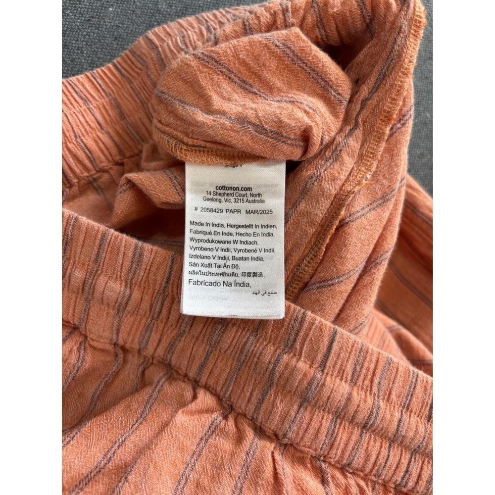 Cotton On Pinstripe Wide Leg Pants Womens 8 Orange Drawstring Summer Casual - Picture 4 of 4